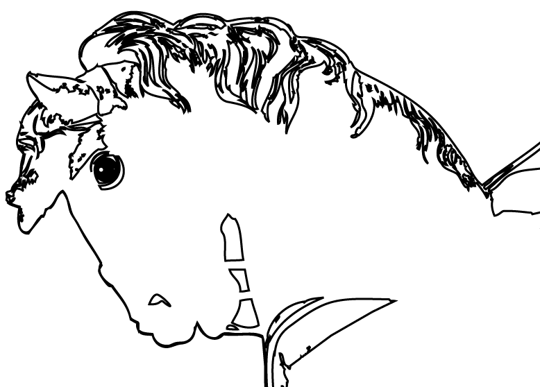 Ilustración gratis - Dibujo de la cabeza de un caballo en blanco