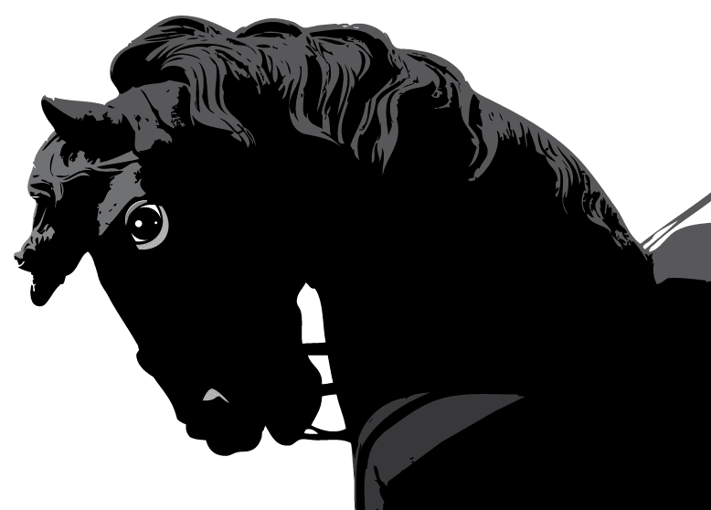 Ilustración gratis - Cabeza de un caballo negro de perfil