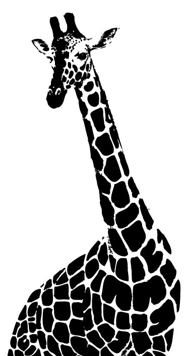 Ilustración gratis - Girafa con cuello largo en blanco y negro