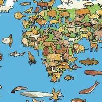 Distribución de los animales un el mapa del mundo