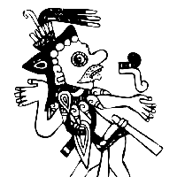 Dibujo azteca de un brujo