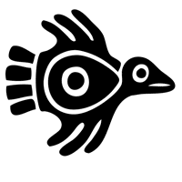 Dibujo azteca de un pájaro volando