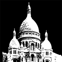 Ilustración en blanco y negro del Sacre Coeur