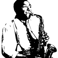 Saxofonista dibujo en blanco y negro