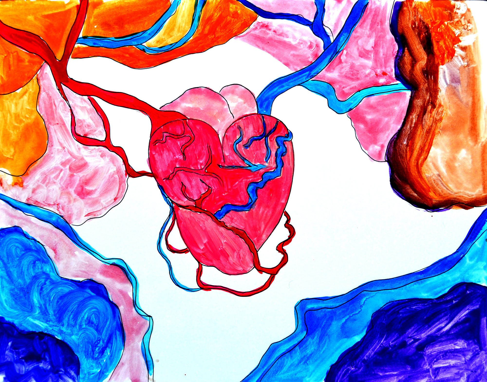 Ilustración gratis - Anatomía de un corazón dentro del cuerpo humano