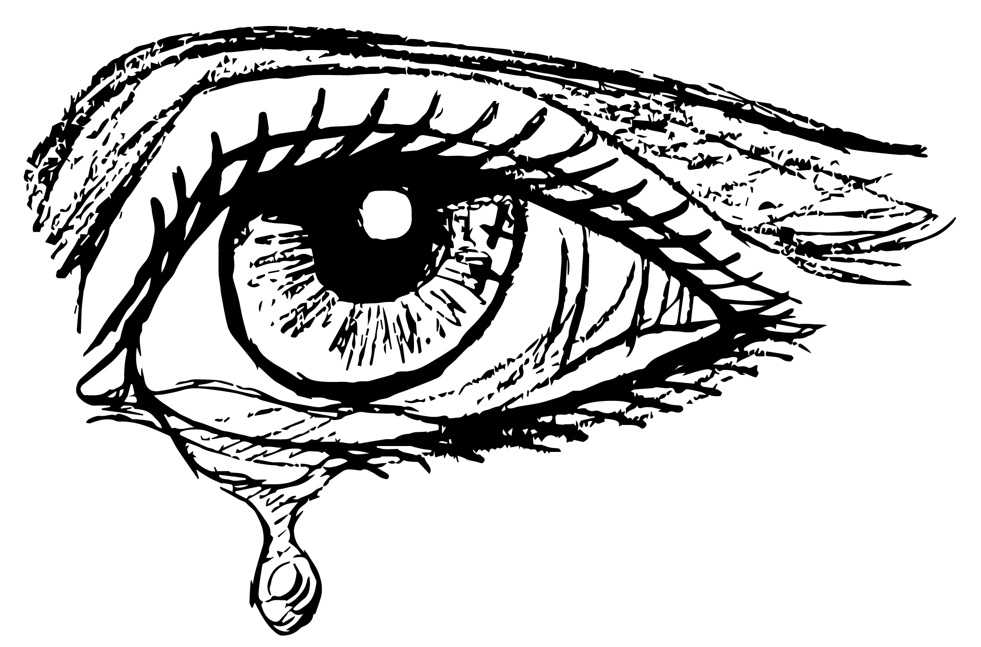 Dibujo a lápiz de un ojo con una lágrima - Cristina Ilustraciones y diseños