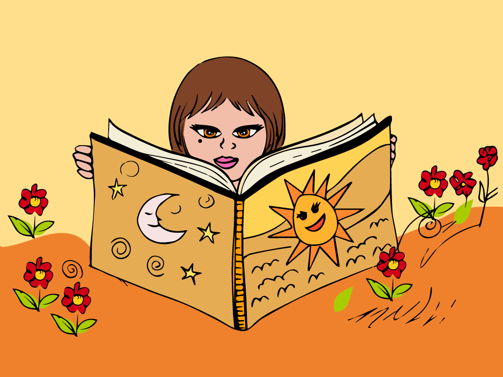 Ilustración gratis - Niña leyendo un libro