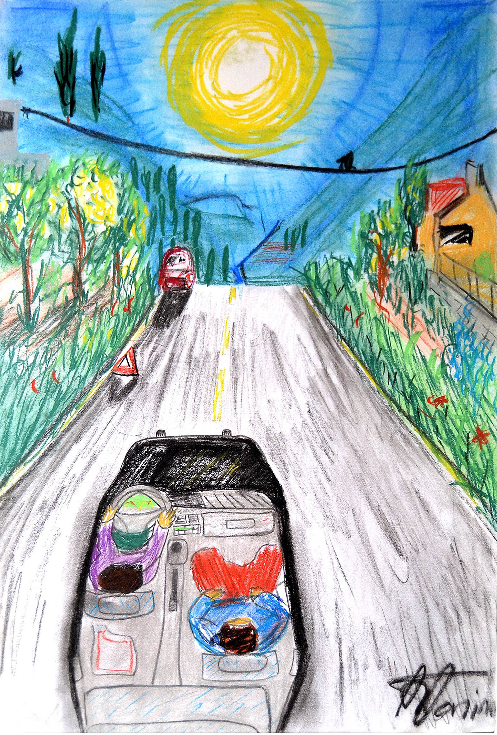 Ilustración gratis - Ilustración de un coche por la carretera