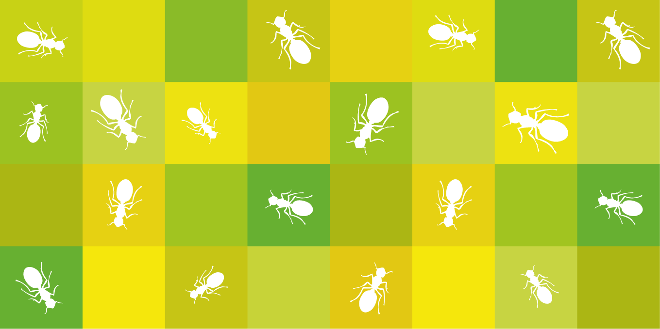 Ilustración gratis - Composición en verdes con hormigas