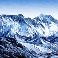 ilustracion digital montañas del himalaya