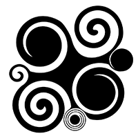 Etiqueta con formas en espiral