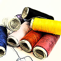 Ilustración con hilos para coser de colores