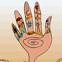 Una mano con decoración étnica – estilo africano
