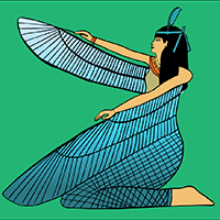 Arte egipcio – Diosa Isis desplegando sus alas