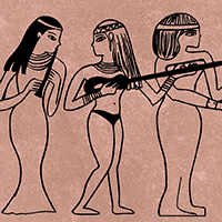 Mujeres egipcias con instrumentos musicales