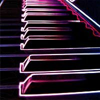 Piano psicodélico en luces de neón