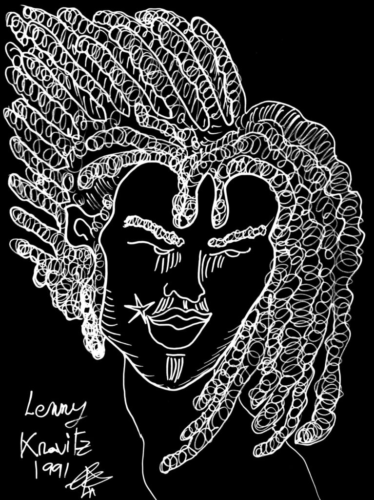 lustración retrato de Lenny Kravitz