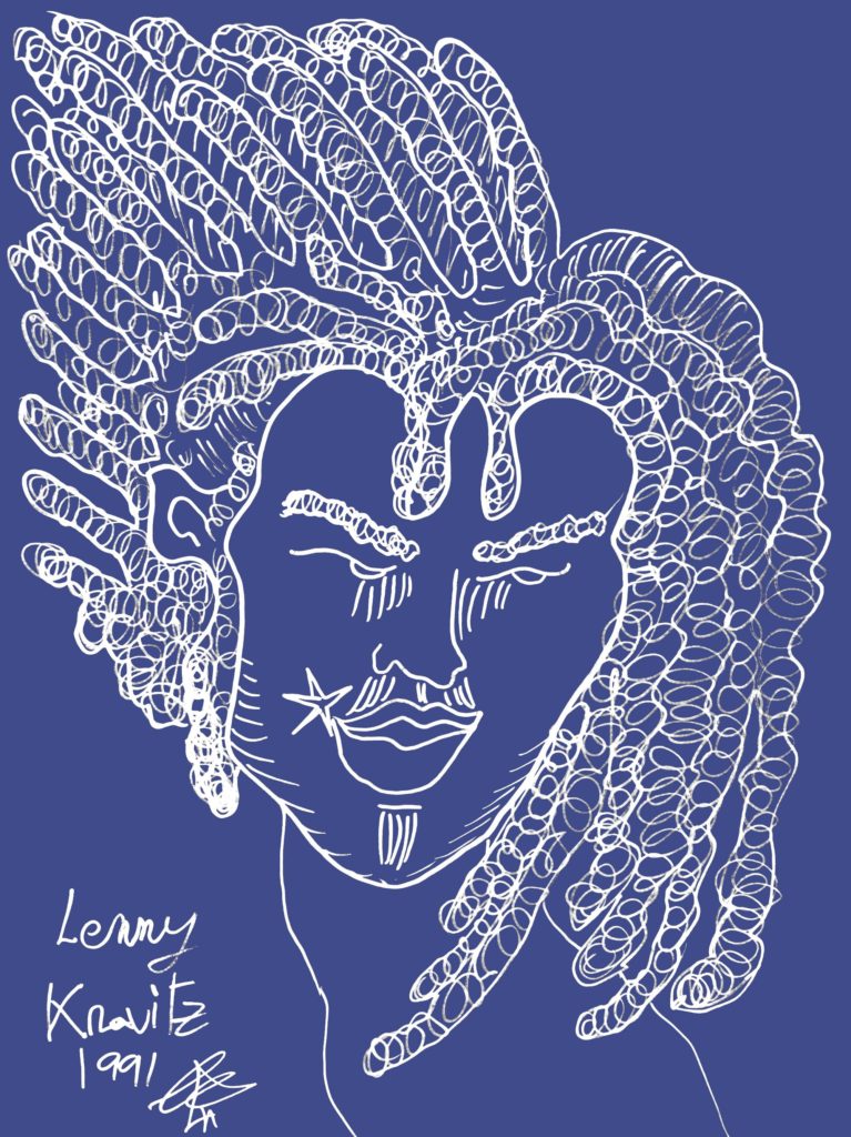 lustración retrato de Lenny Kravitz
