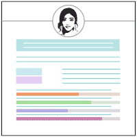 Diseño gráfico ilustración de un CV perfil de persona