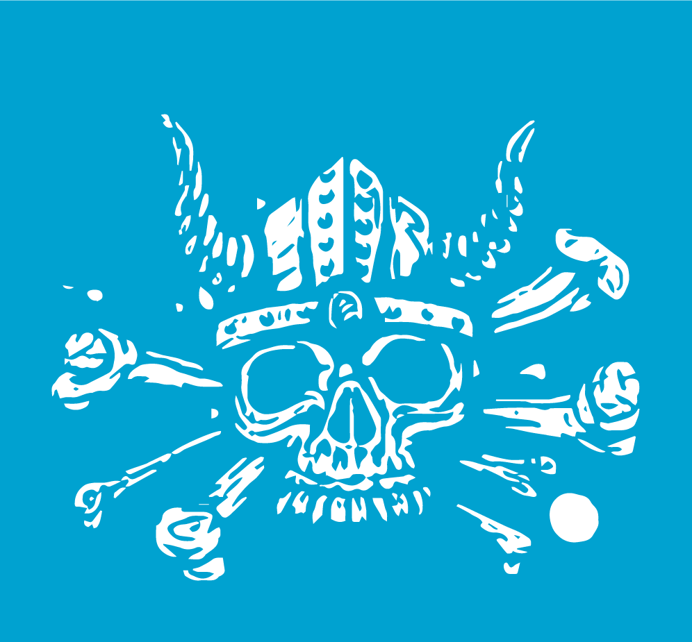 Ilustración gratis - Calavera Pirata con huesos  - estilo Tattoo
